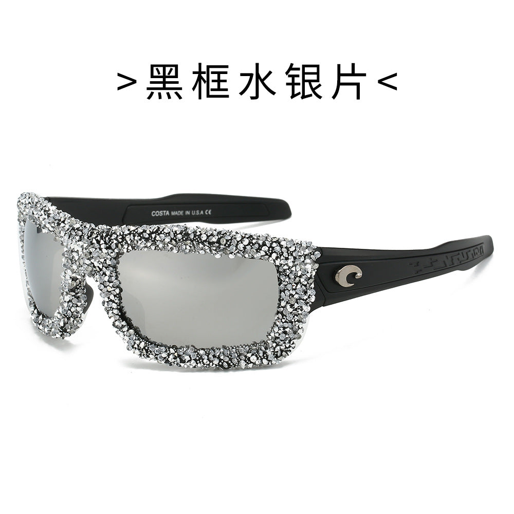 Damen Sportliche Sonnenbrille mit funkelndem Strassrahmen Brehn