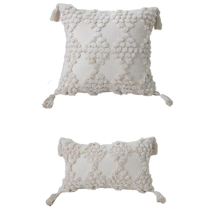Artisanell Getuftetes Pom-Pom Baumwoll Quadrat- & Lendenkissen mit Quastenakzent und abnehmbaren Bezügen