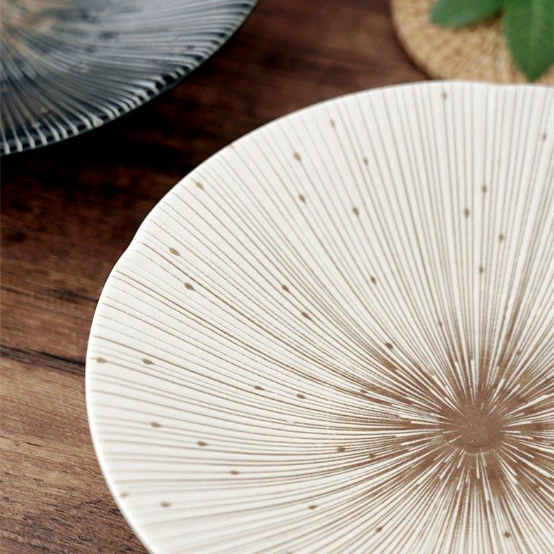 Handgefertigte japanische Mino Ware Keramische zerknitterte Teller | Brehn