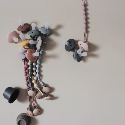 Silicone-Bead-Schnullerclip mit Holzhalter