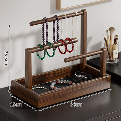 Holz Schmuck Organizer mit zwei Ebenen und Aufhängebügeln