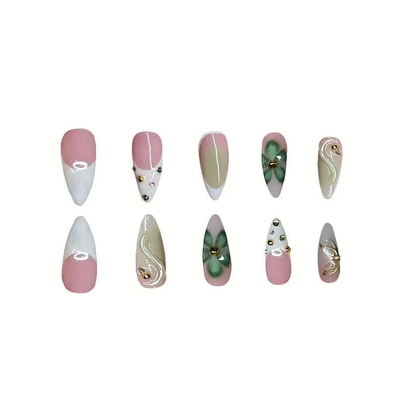 Premium 3D Dekorative Press-On Nagelverlängerungen Brehn