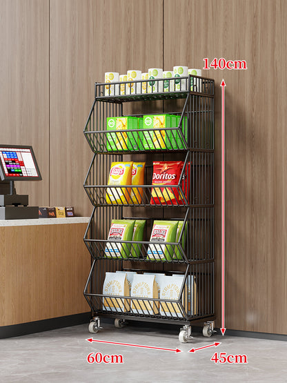Drei-Stufiger Mobiler Drahtkorb-Organizer-Wagen