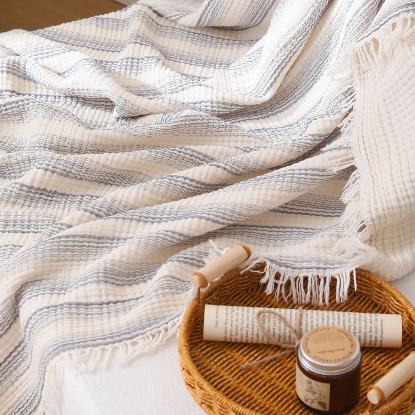 Damen moderne und stilvolle Waffelstruktur Plaid Decke Brehn