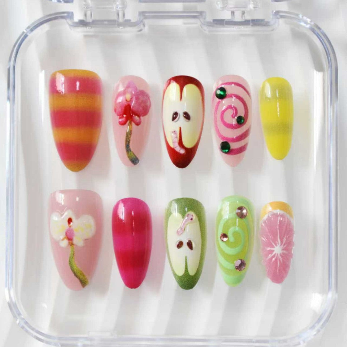 Künstlerisches 3D Obst Nageldesign Brehn