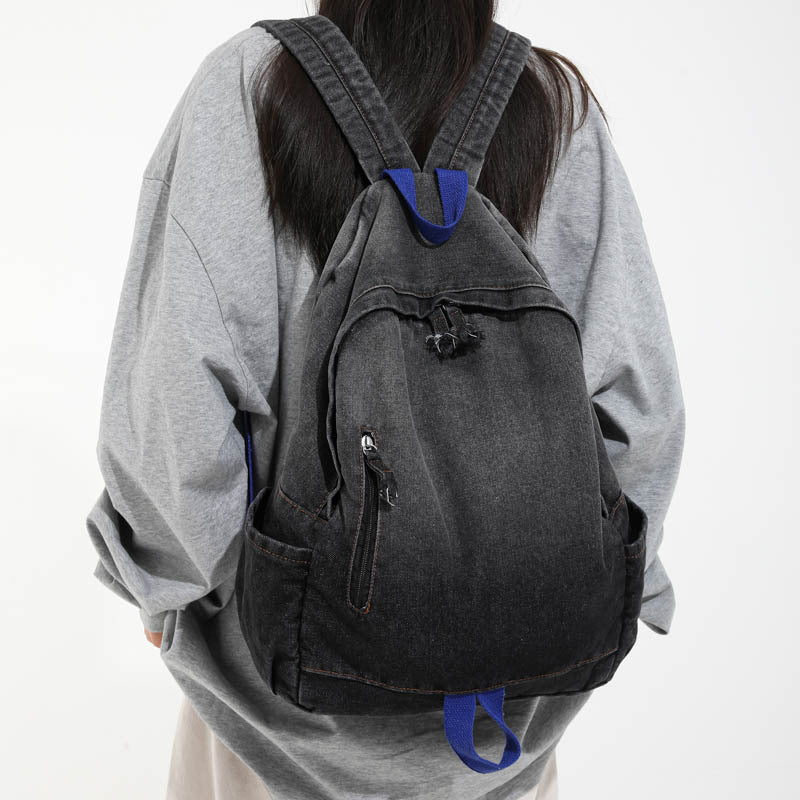 Lässiger Denim Wasch School Rucksack Brehn