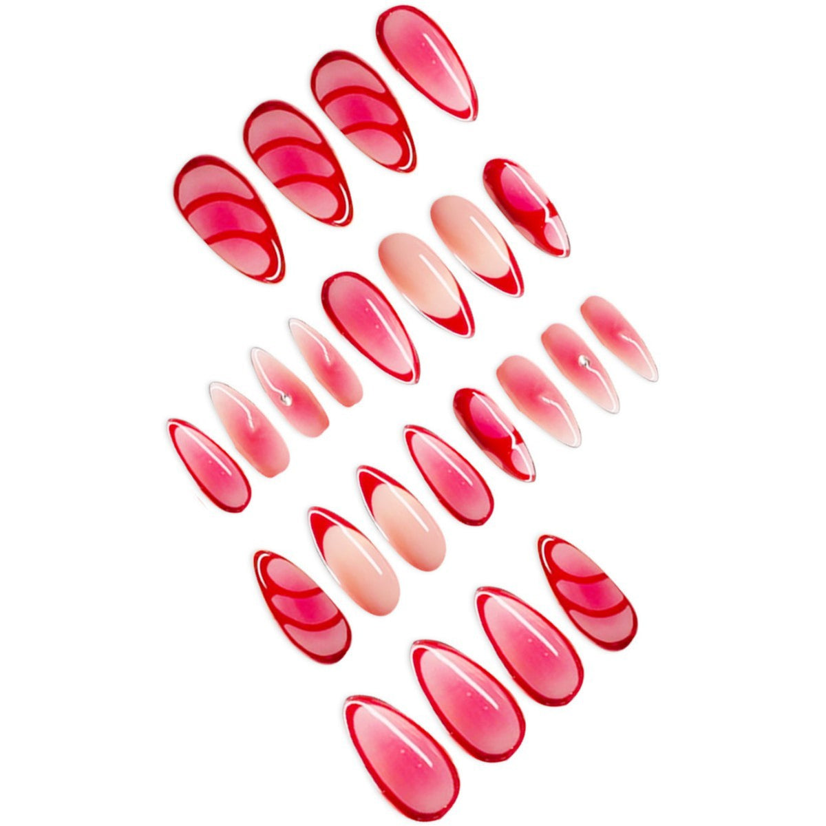 Künstlerisches Stiletto Press-On Nagelset Brehn