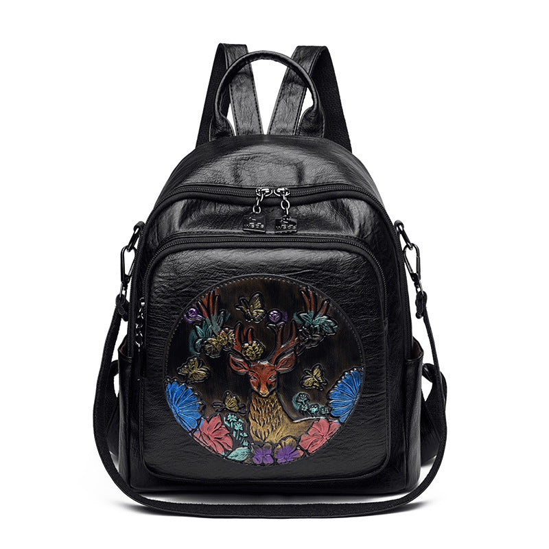 Kreativer bestickter Leder-Rucksack