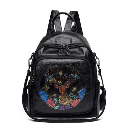 Kreativer bestickter Leder-Rucksack