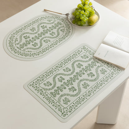 Abwischbare Tischsets aus PU‑Leder mit botanischem Silhouetten‑Design Brehn