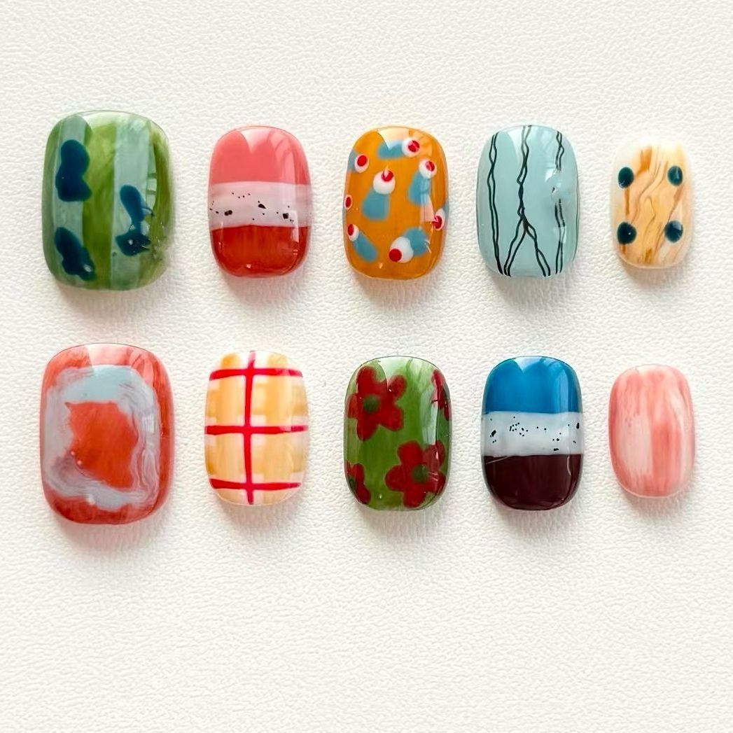 Künstlerisches Kaffee-inspiriertes Press-On Nagelkunst Set Brehn