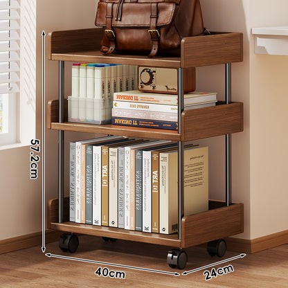 Minimalistische solide Holz-Zwei-Ebenen-Schreibtischbuchregal mit Metallstützstäben