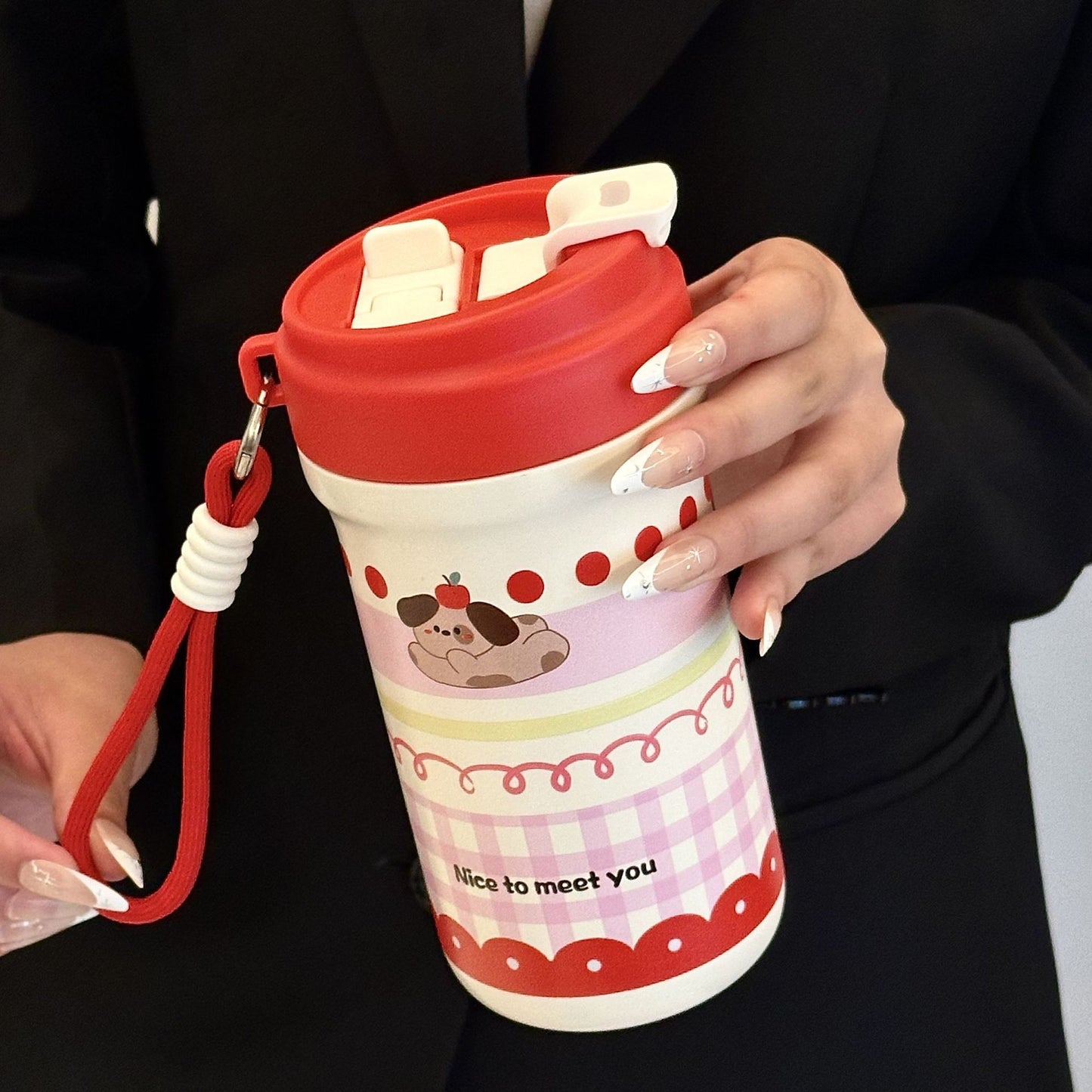 Damen Isoliertrinkbecher mit fröhlichem Kaninchenmotiv Brehn