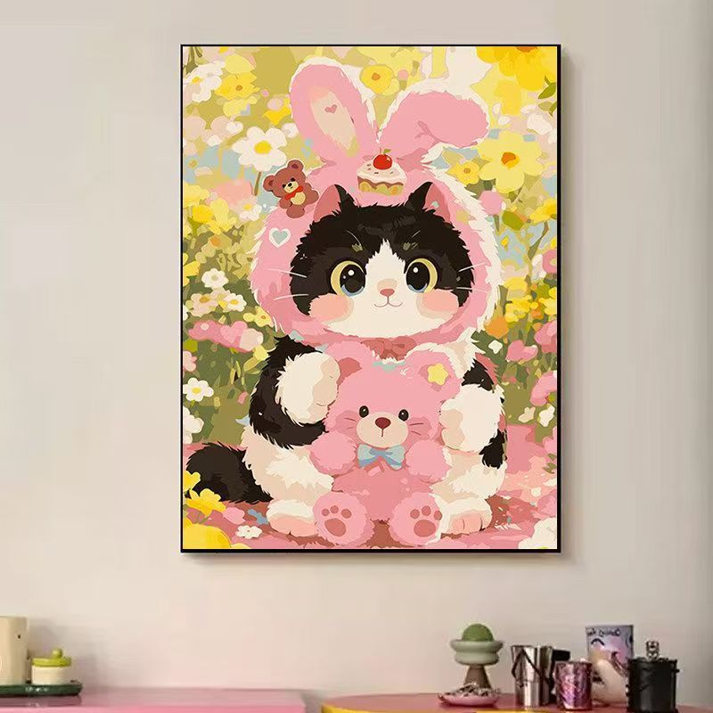 Verspielte katzenmotivierte Illustrationswandkunst Brehn