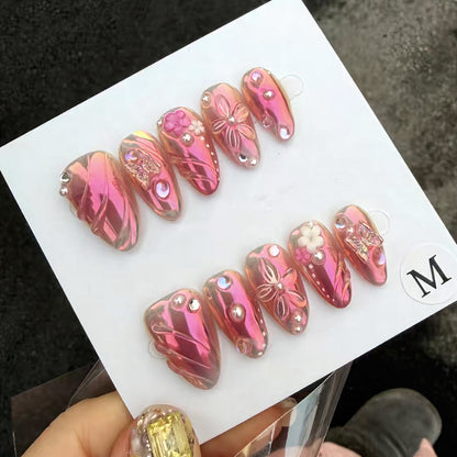 Blumenverzierte Press-On Nail Art Set Brehn 1790636707
