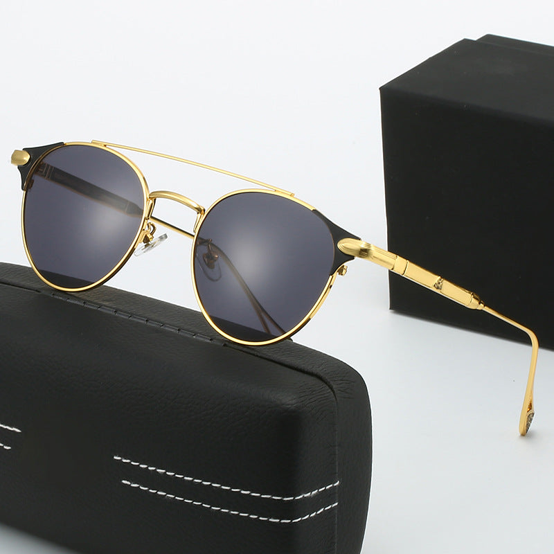 Damen runde Vintage-Sonnenbrille mit hochwertigem Metallrahmen und robustem Design Brehn