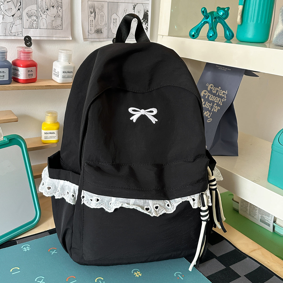 Stilvoller Bestickter Rucksack mit Schleifenakzent Brehn
