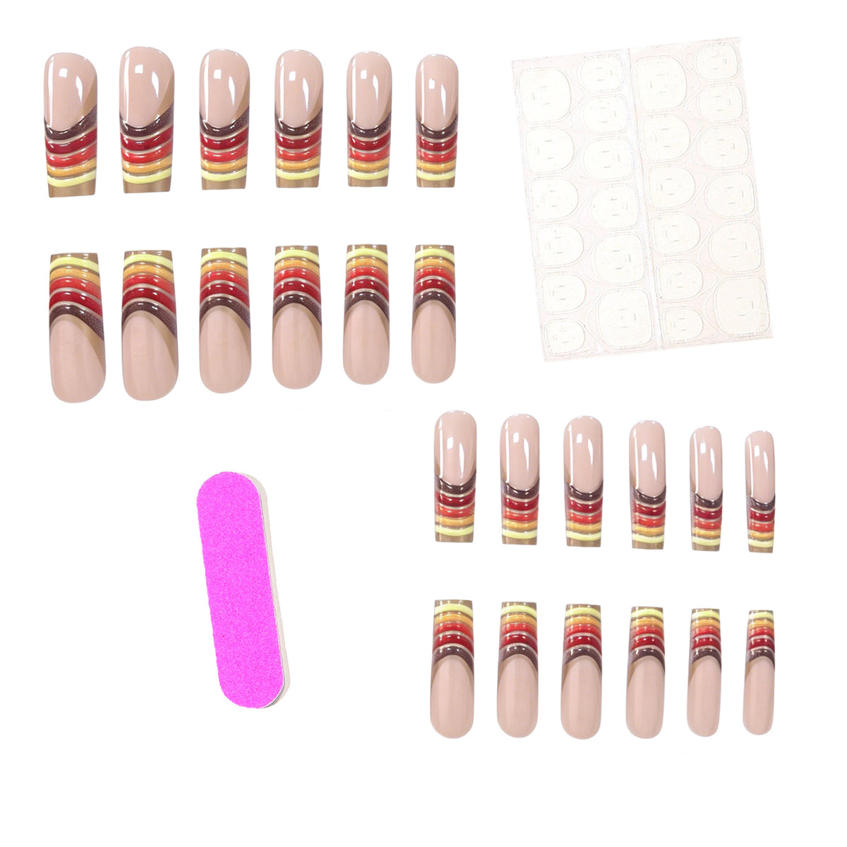 Gestreifte Ombre Acryl-Nagelverlängerungen Brehn
