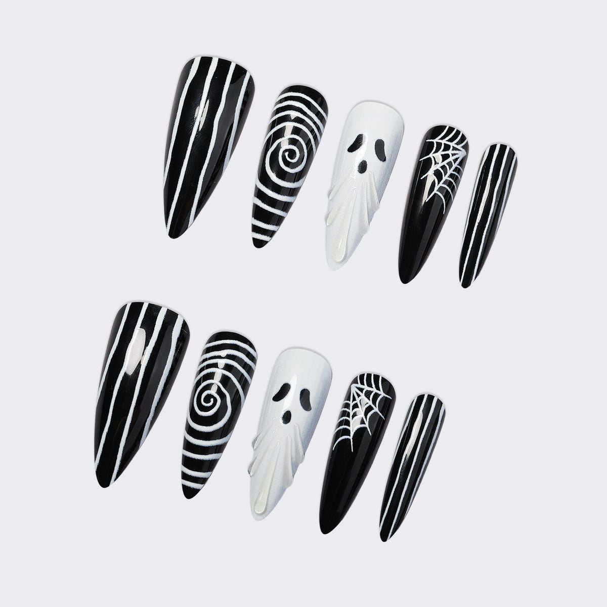 Kreatives Kunstnagelset mit gruseligen Motiven Brehn