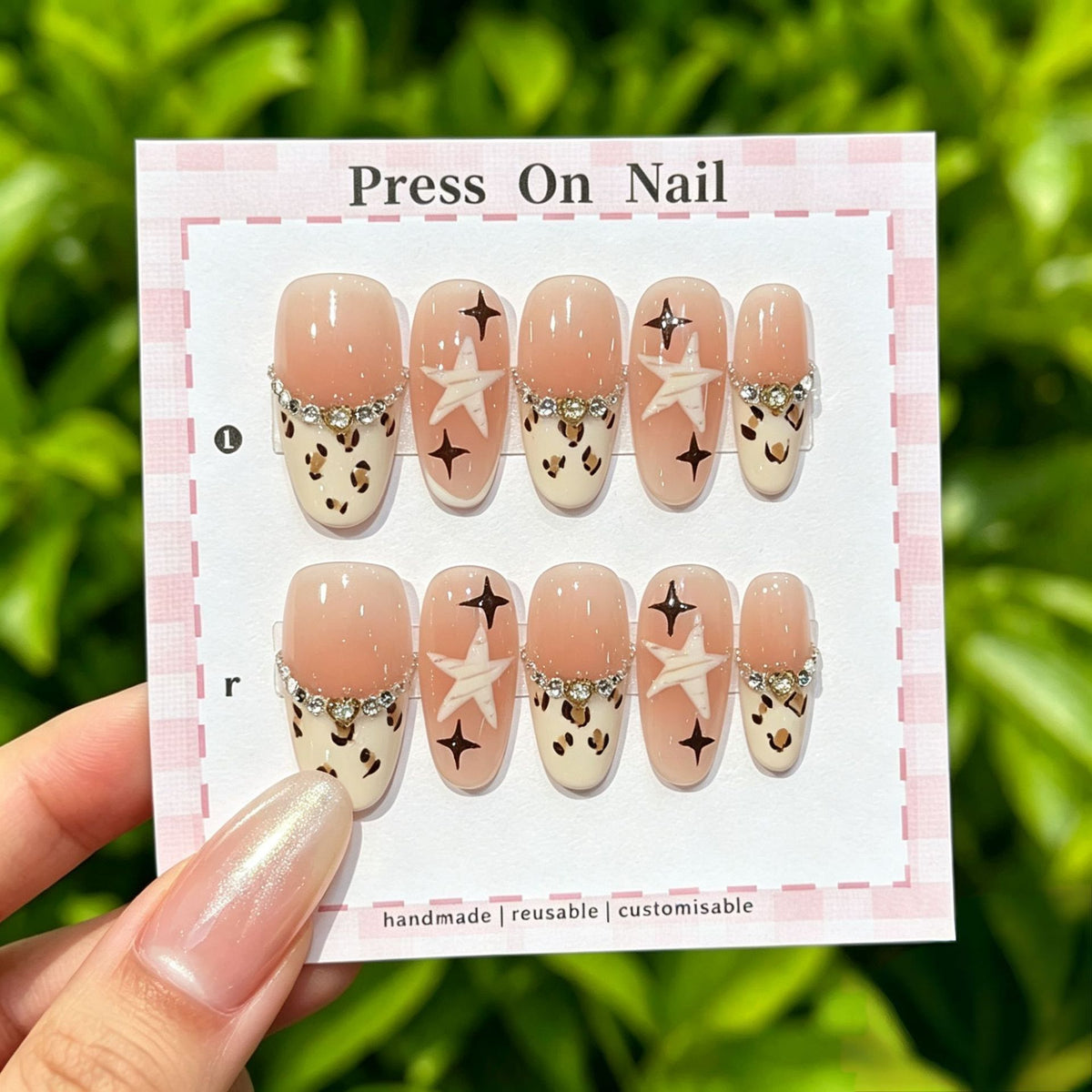 Anpassbare Glitter-Akzent Press-On Nägel