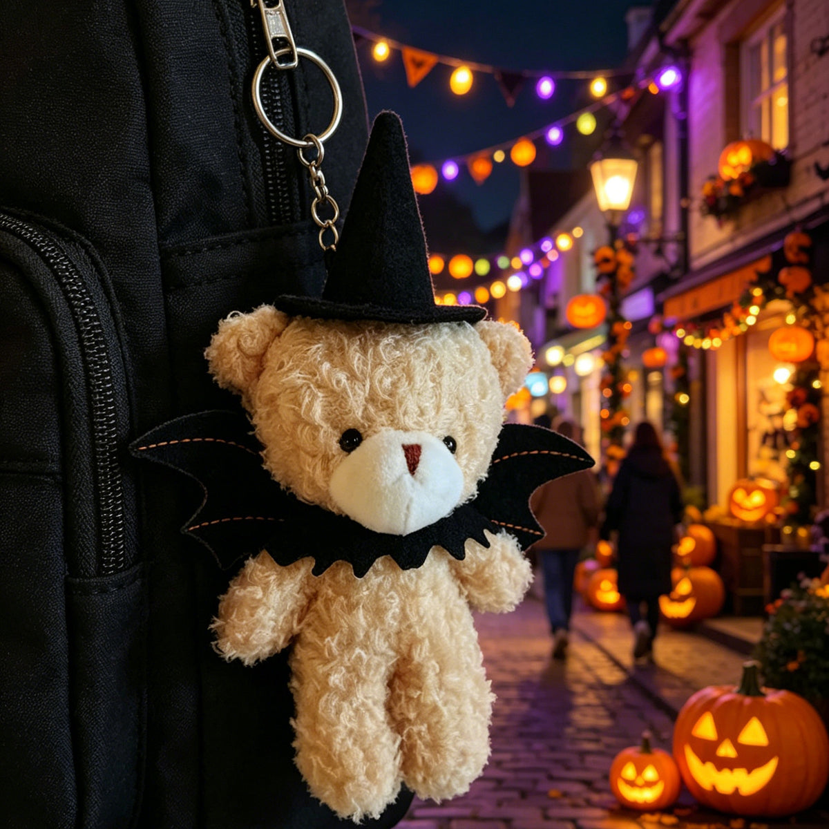 Kuscheliger Halloween-Teddybär Schlüsselanhänger
