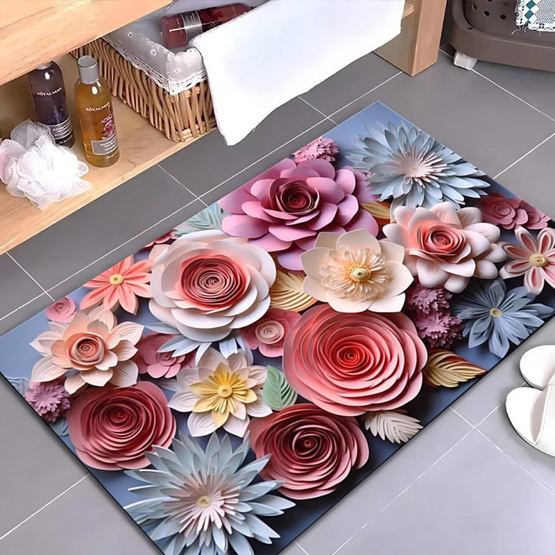 Künstlerisches Blumenmuster Badezimmermatte Brehn