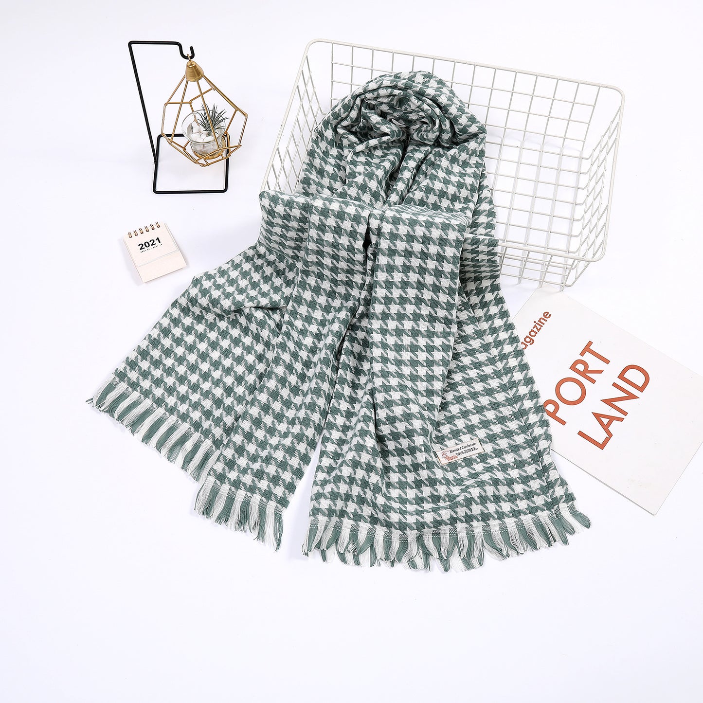 Damen eleganter Schal mit Hahnentrittmuster Brehn