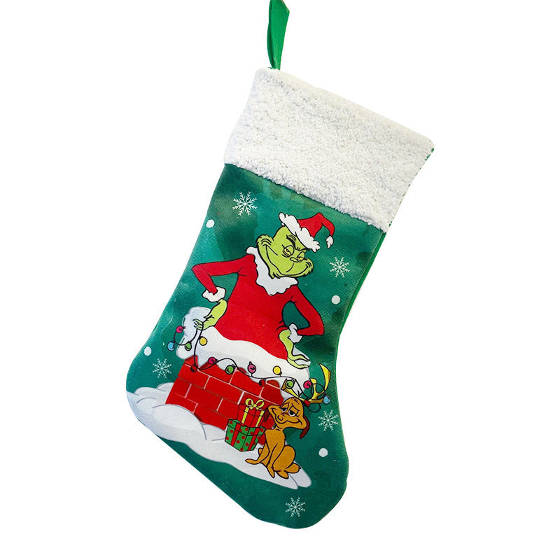 Lustiger Weihnachtsstrumpf mit Grinch-Motiv 1790250552