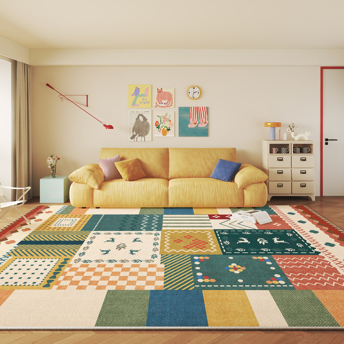 Vintage-inspirierter geometrischer Teppich Brehn