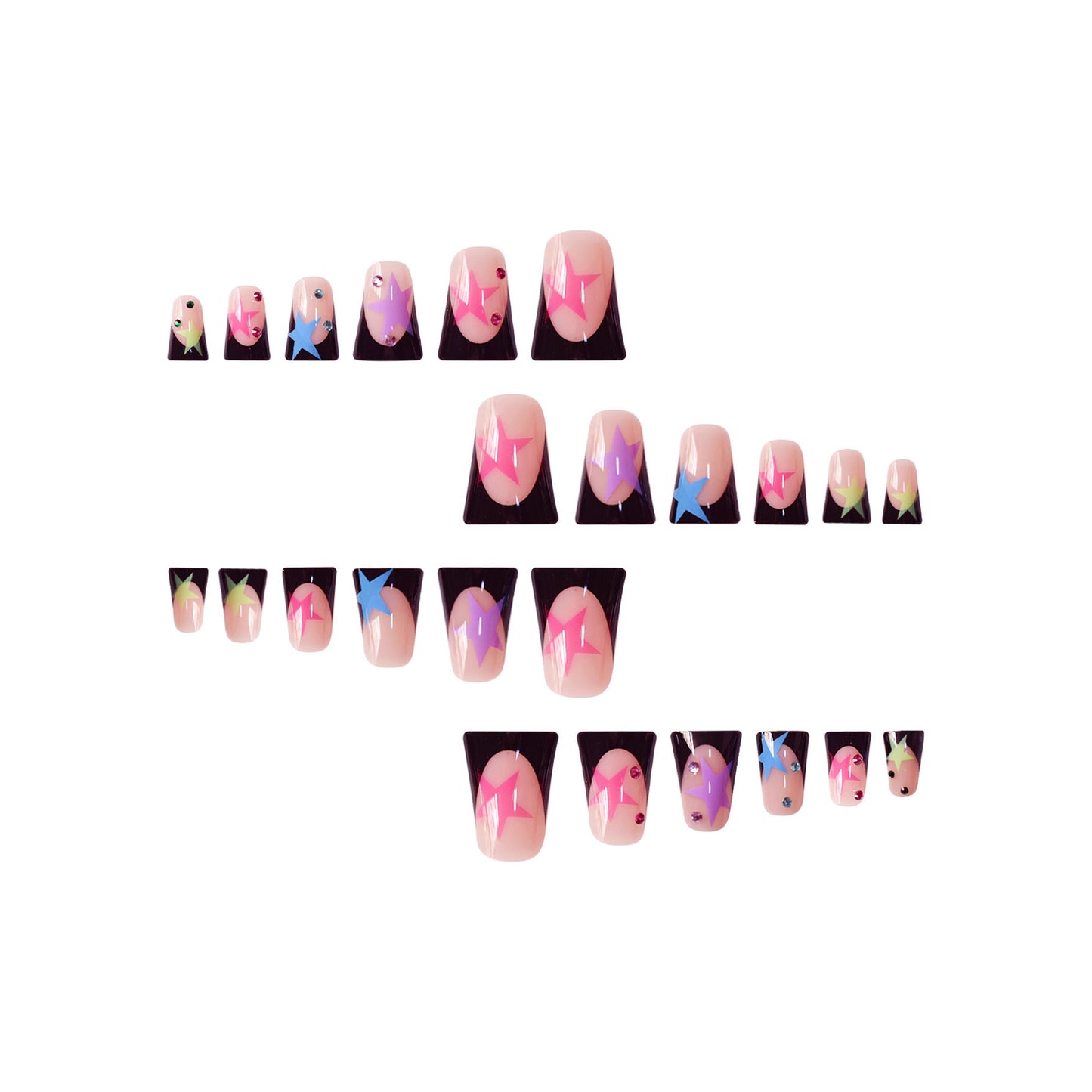 Künstlerisches Stiletto Nagelkunst Set mit Sternakzenten Brehn