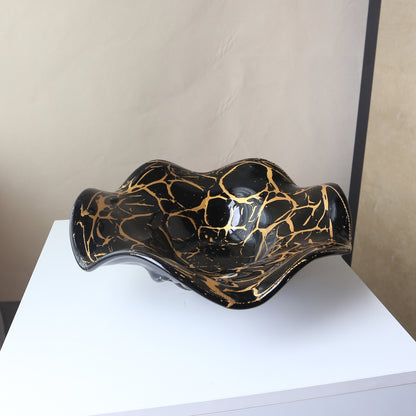 Skulptural Handgefertigte Dekorative Glas Mitte Schüssel Brehn