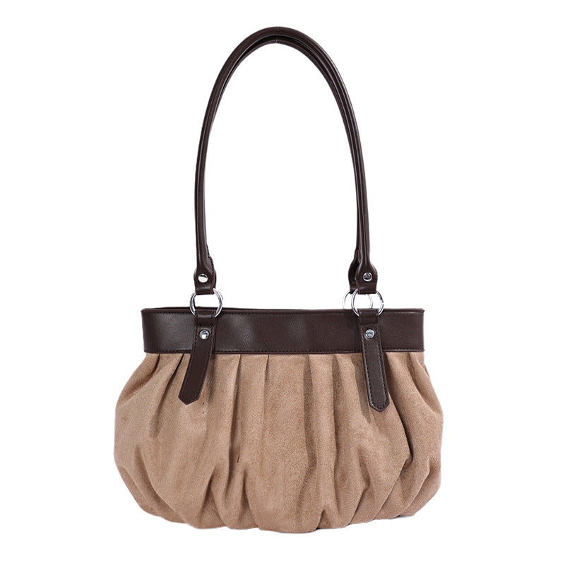 Geraffte Wildleder-Handtasche