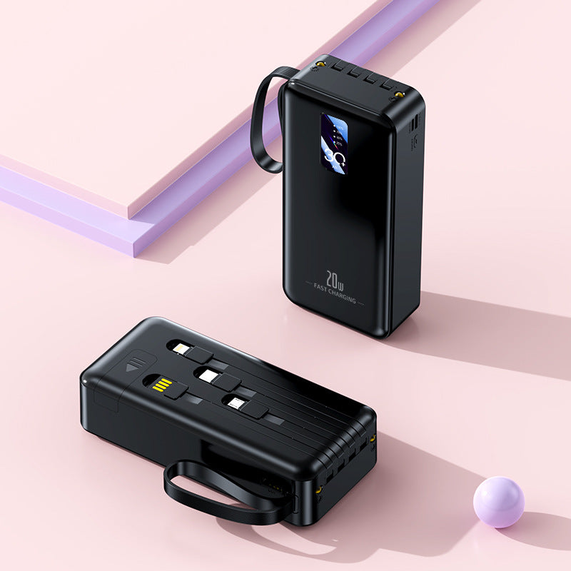 tragbare Schnelllade-Powerbank mit integrierten Ladekabeln Brehn