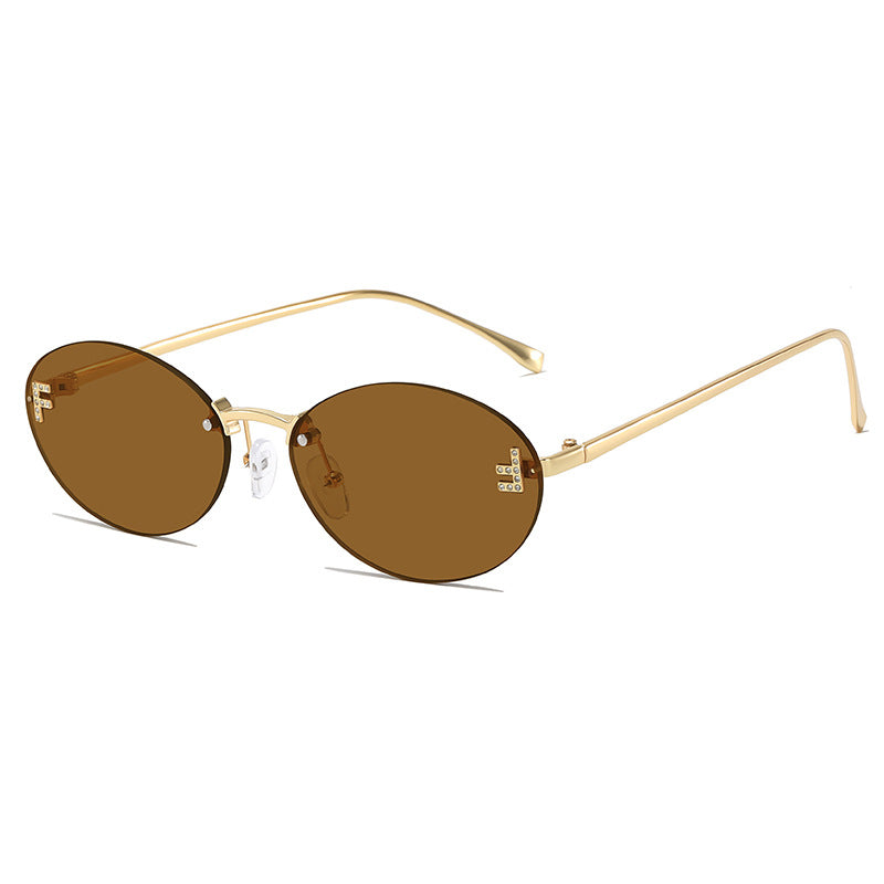 Elegante Metall-Oval-Sonnenbrille Brehn