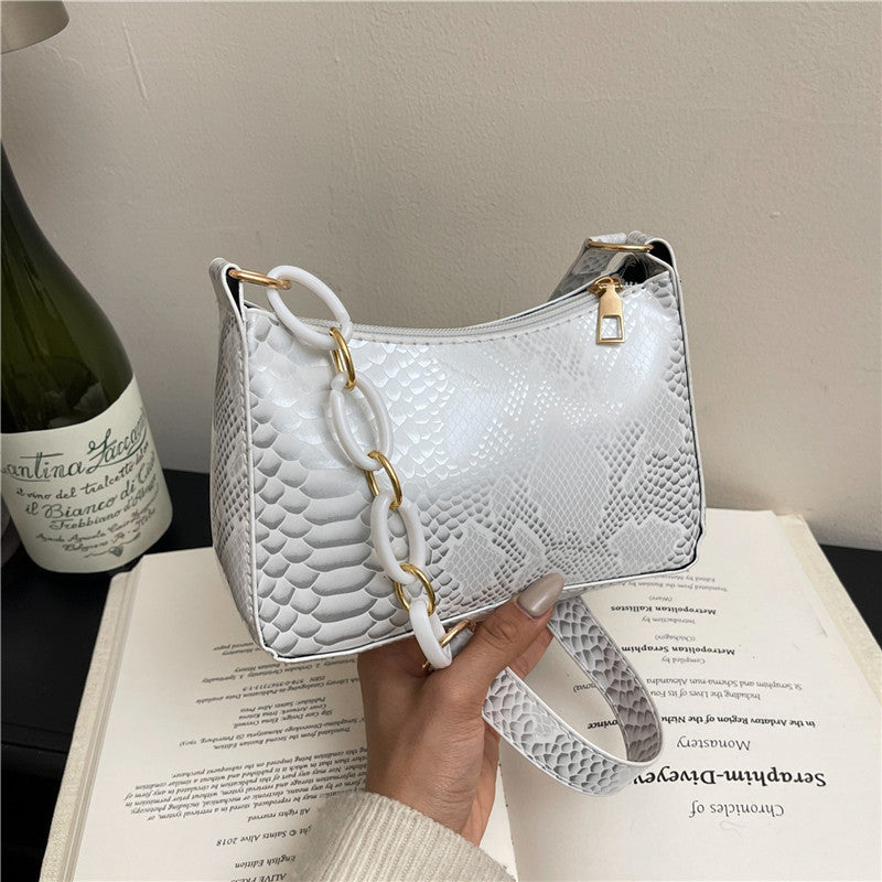 Stylische Texturierte Schlangenleder Effekt Handtasche Brehn