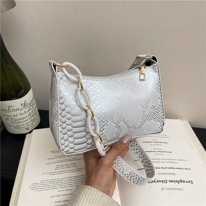 Stylische Texturierte Schlangenleder Effekt Handtasche Brehn