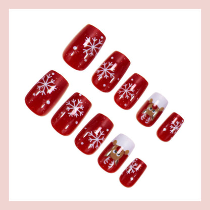 Weihnachts Kunstnagelset mit festlichen Schneeflocken- und Rentierdesigns Brehn