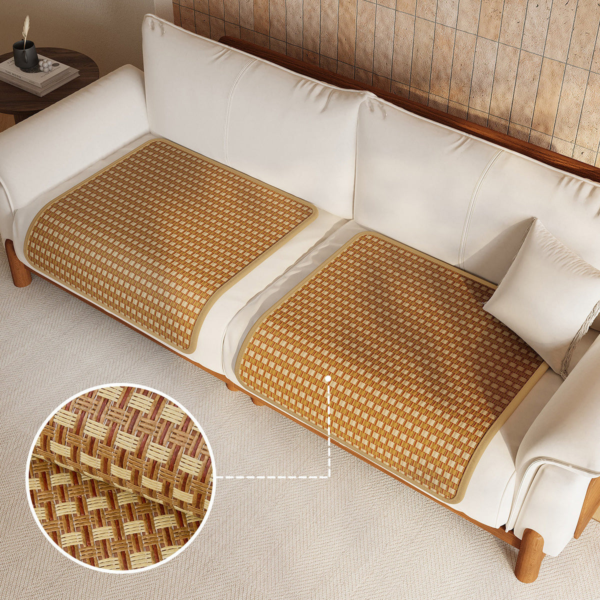 Sofa Seat Woven Breathable Summer Cooling Rattan-Style Protector