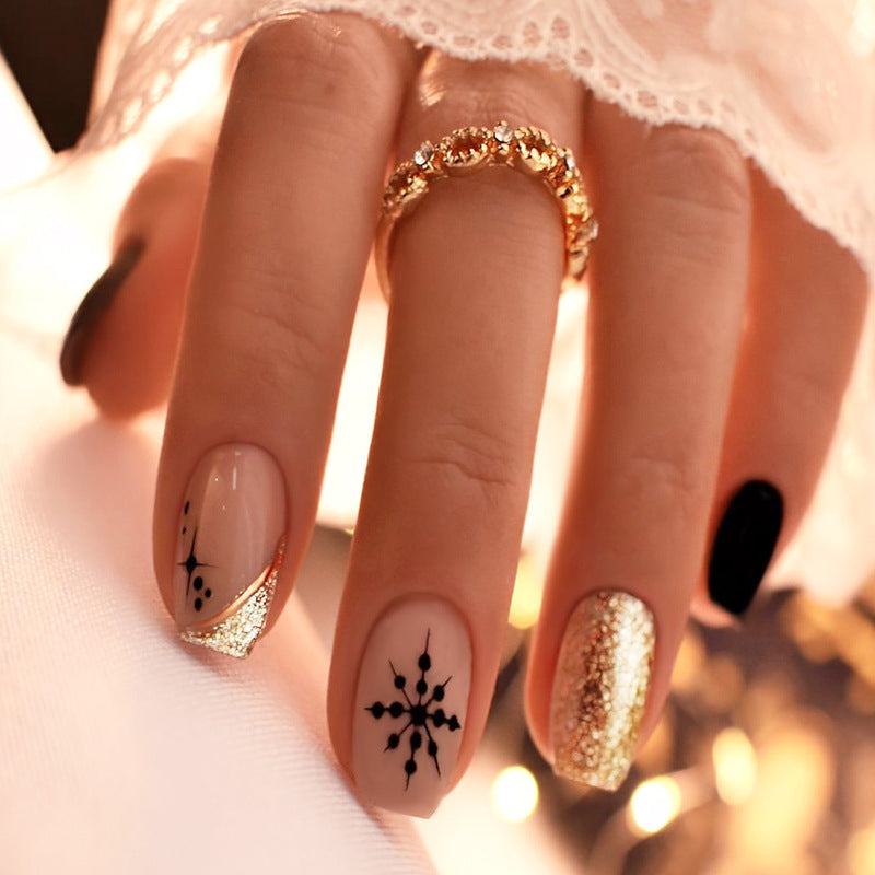 Dekoratives Schneeflocken- und Glitzer-Press-On-Nagelset Brehn