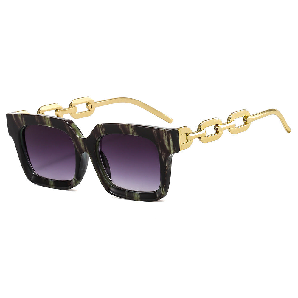 Damen modische quadratische Sonnenbrille mit luxuriösen Kettendetails Brehn