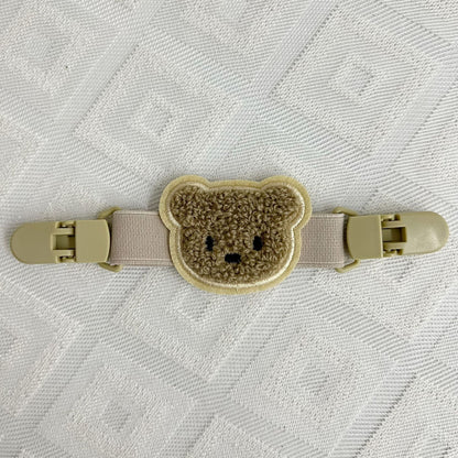 Plüsch Teddy Schnullerclip mit Sicherheitsverschluss und elastischem Band