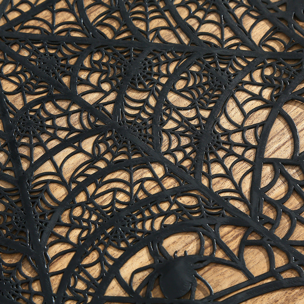 Flexible Spinnennetz-Tischmatte aus hitzebeständigem Silikon als Platzset und Dekountersetzer mit Spinnenrelief