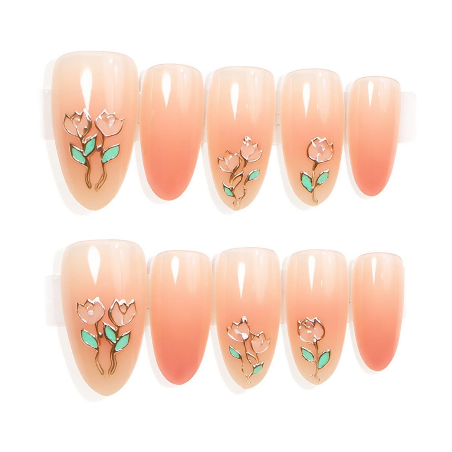 Künstlerisches Floral Press-On Nägel Set Brehn