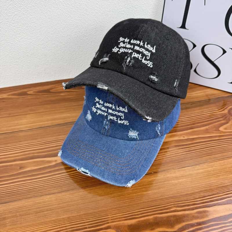 Damen Distressed Denim Statement Cap Brehn