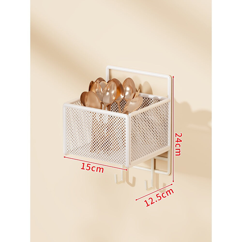 Wandmontierter Mesh Besteckhalter mit Haken zum Aufhängen
