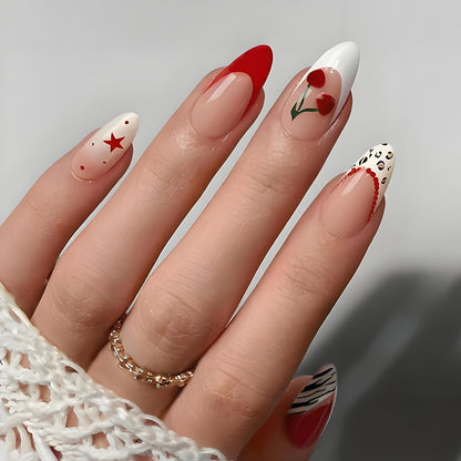 Kunstnagelset mit kreativem Sternen- und Blumenmotiven Brehn