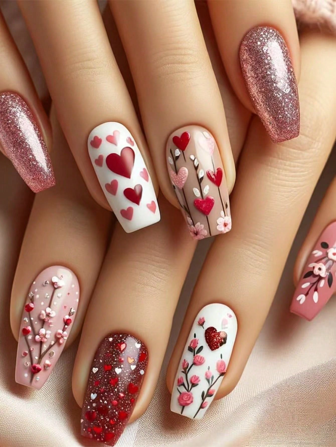 Herz-Themen Dekorative Press-On Nagelkunst Brehn