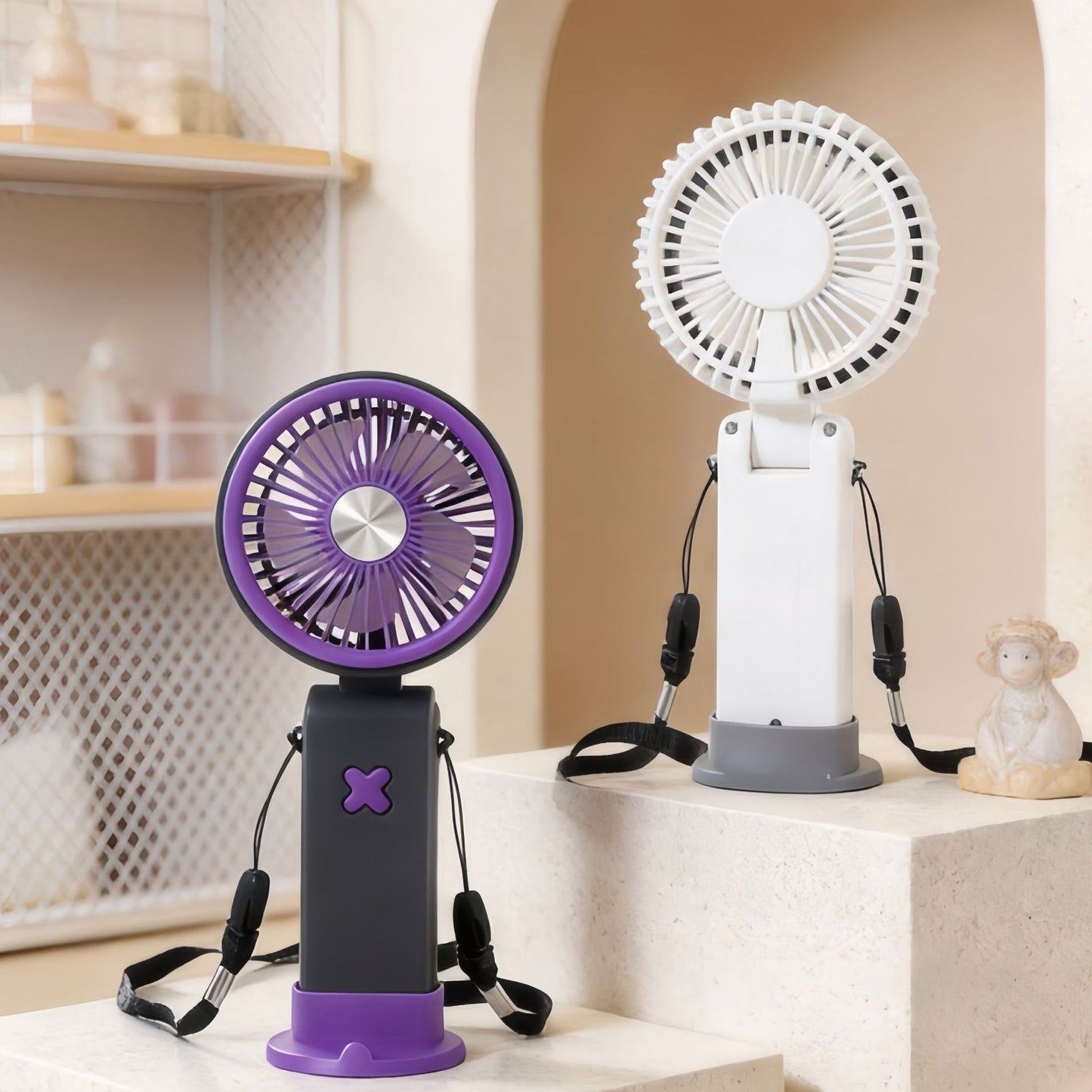 Damen Tragbarer Handventilator mit USB-Anschluss und flexiblem Tragesystem Brehn