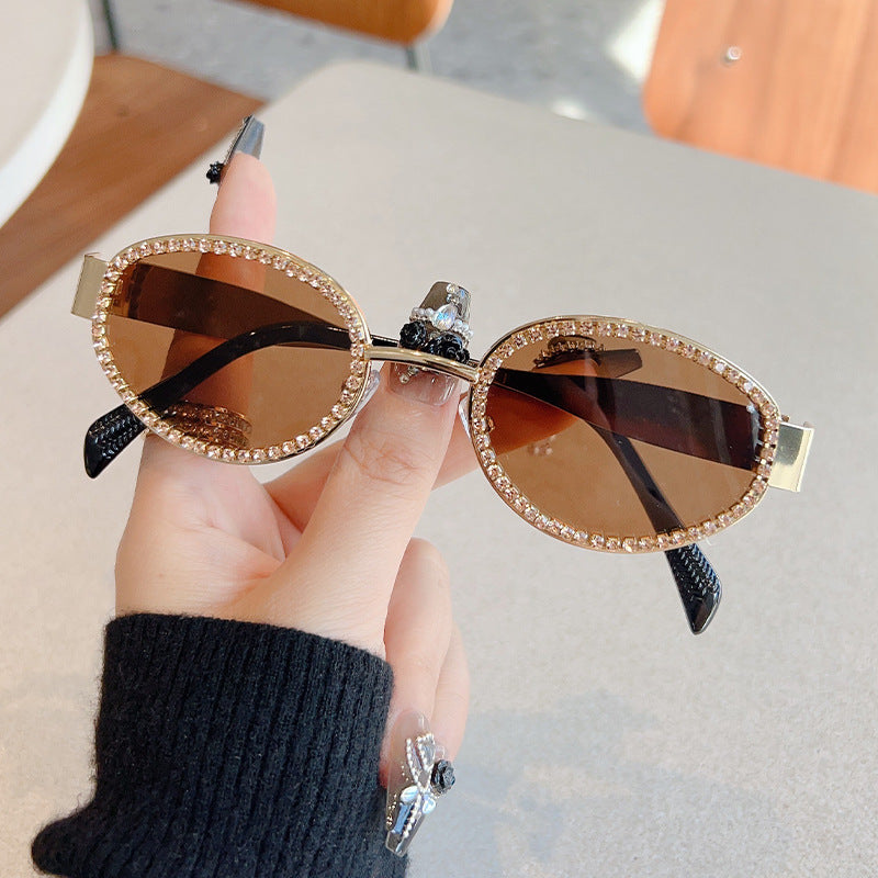 Damen Designer-Sonnenbrille mit funkelndem Kristallrahmen Brehn
