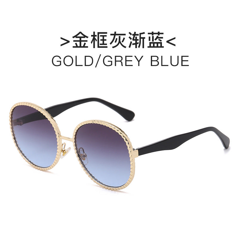Damen elegante oversized Sonnenbrille mit gewebtem goldenen Rahmen Brehn